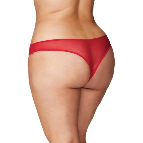 Tanga Crotchless con Perlas - Rojo Tamaño 1X/2X