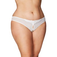 Crotchless Pearl Thong White 1X 2X