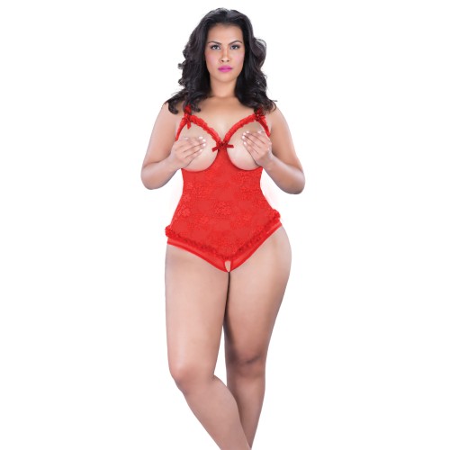 Lace Crotchless Teddy for Plus Size Seduction