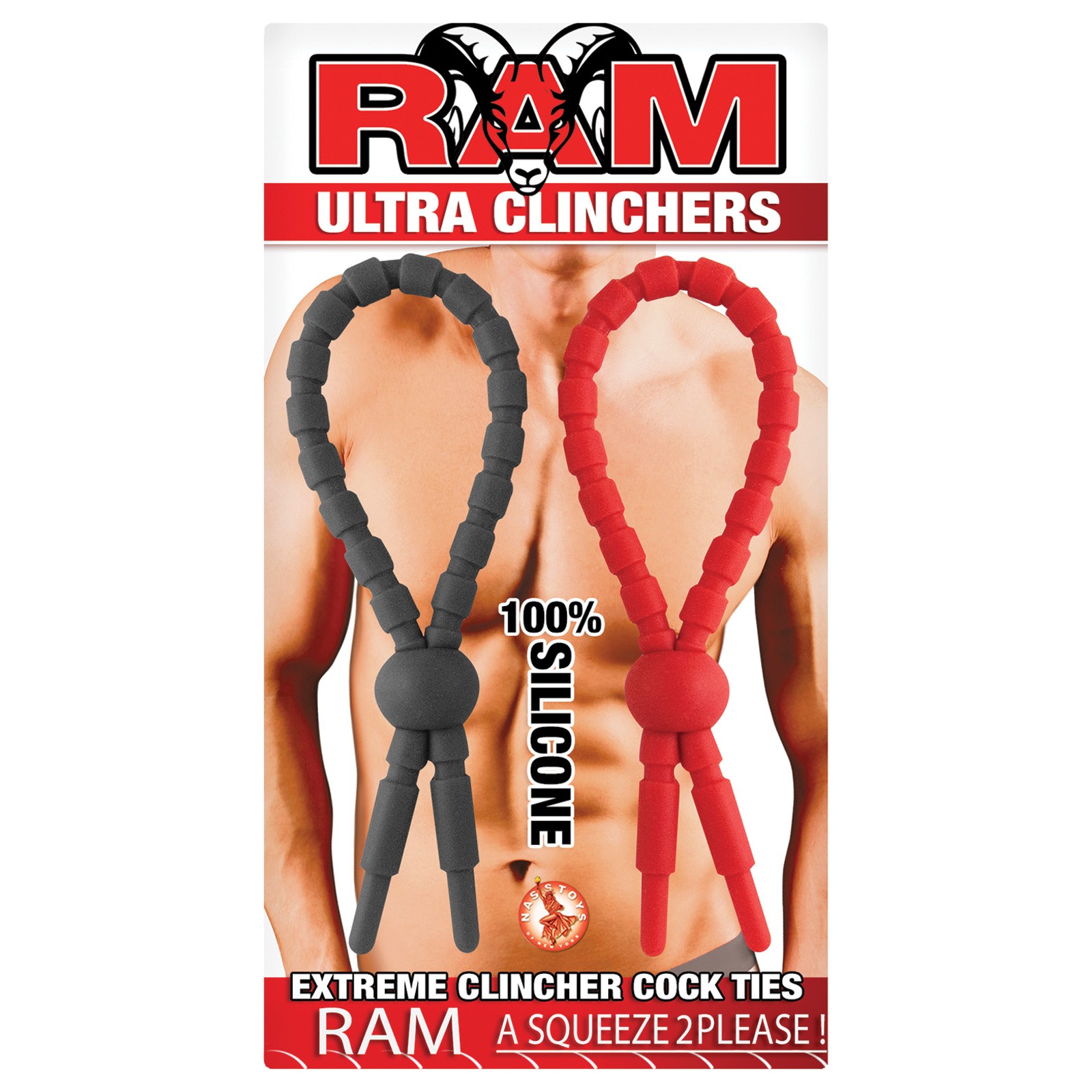 RAM Ultra Clinchers Adjustable Cock Rings Red/Black Set