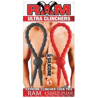 RAM Ultra Clinchers Adjustable Cock Rings Red/Black Set