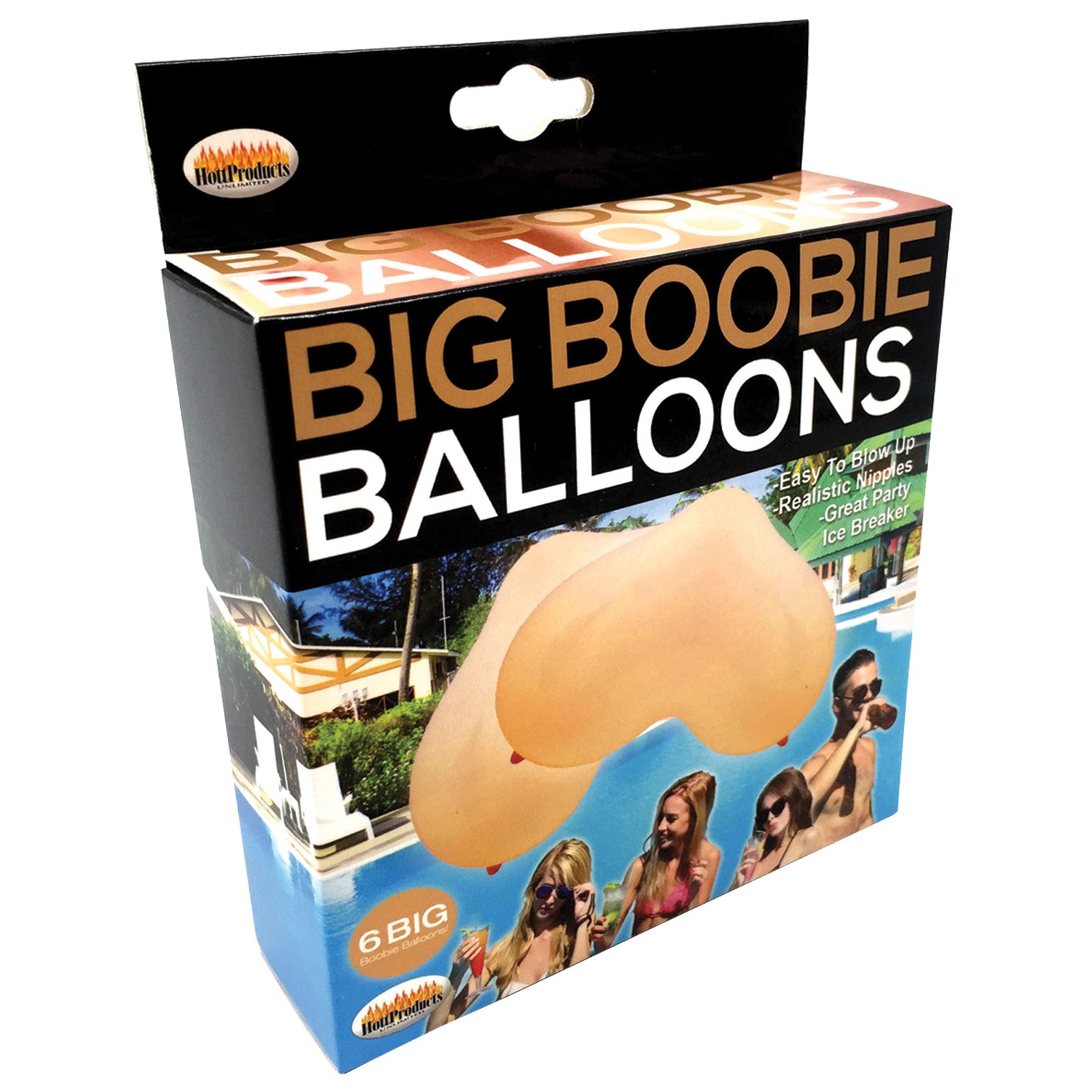 Big Boobie Balloons Flesh Party Favor Box of 6