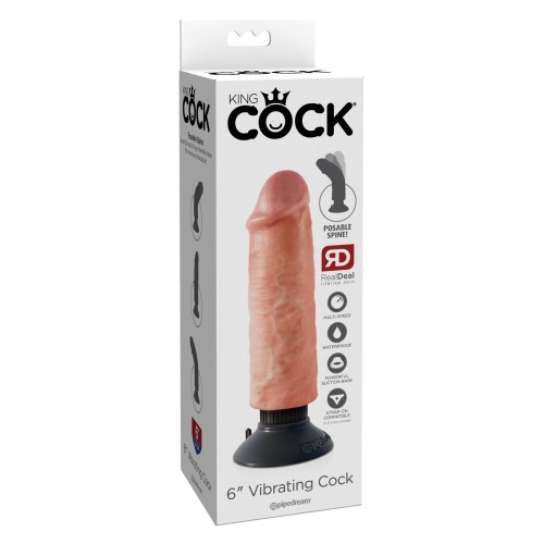 Dildo Vibrante King Cock de 6 Pulgadas Carne