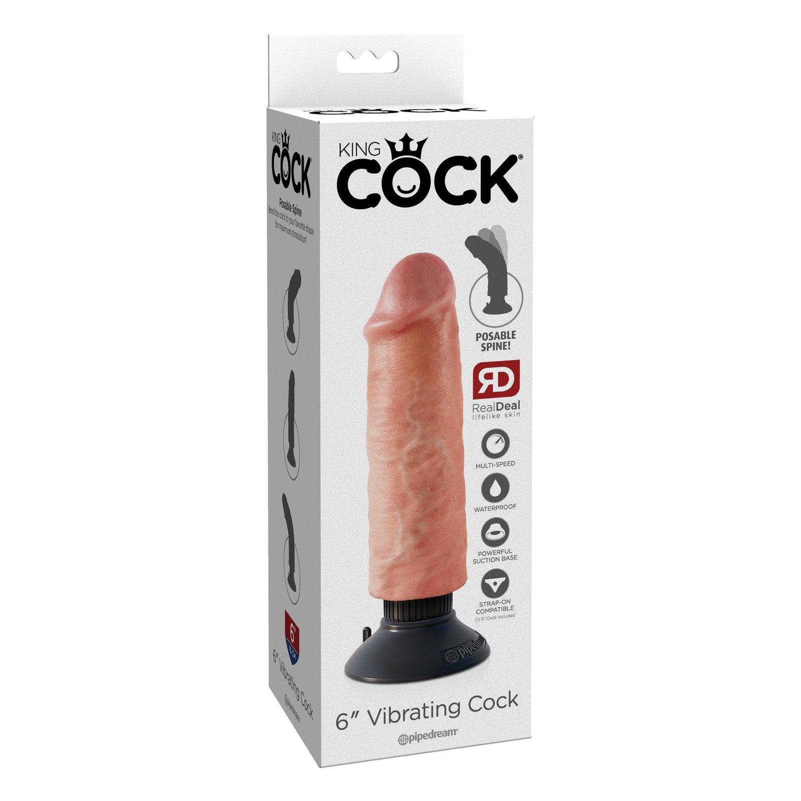 King Cock 6 Inch Vibrating Dildo Flesh