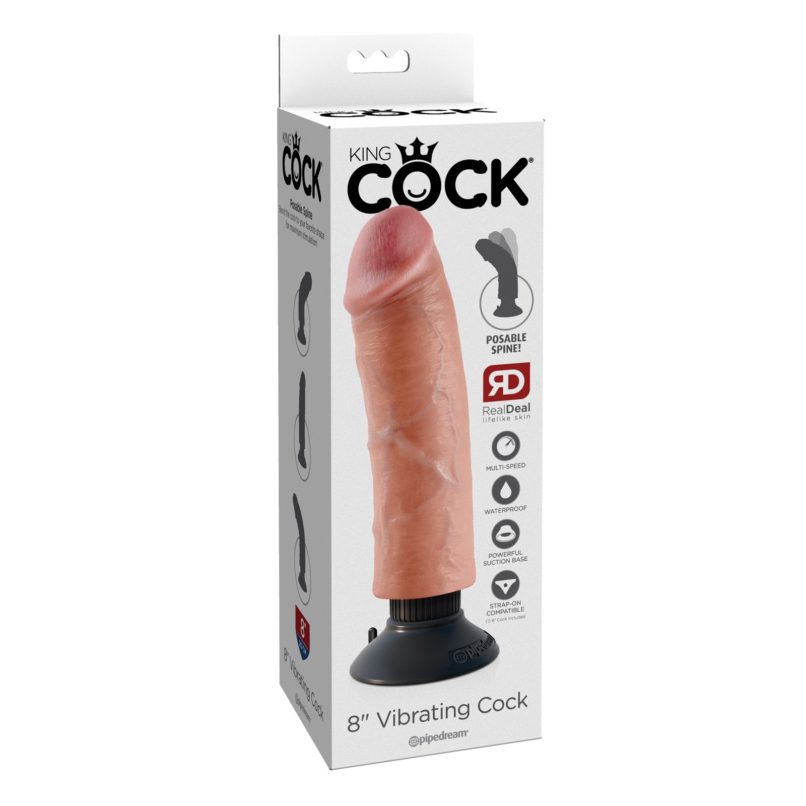 King Cock 8" Vibrating Cock - Flesh