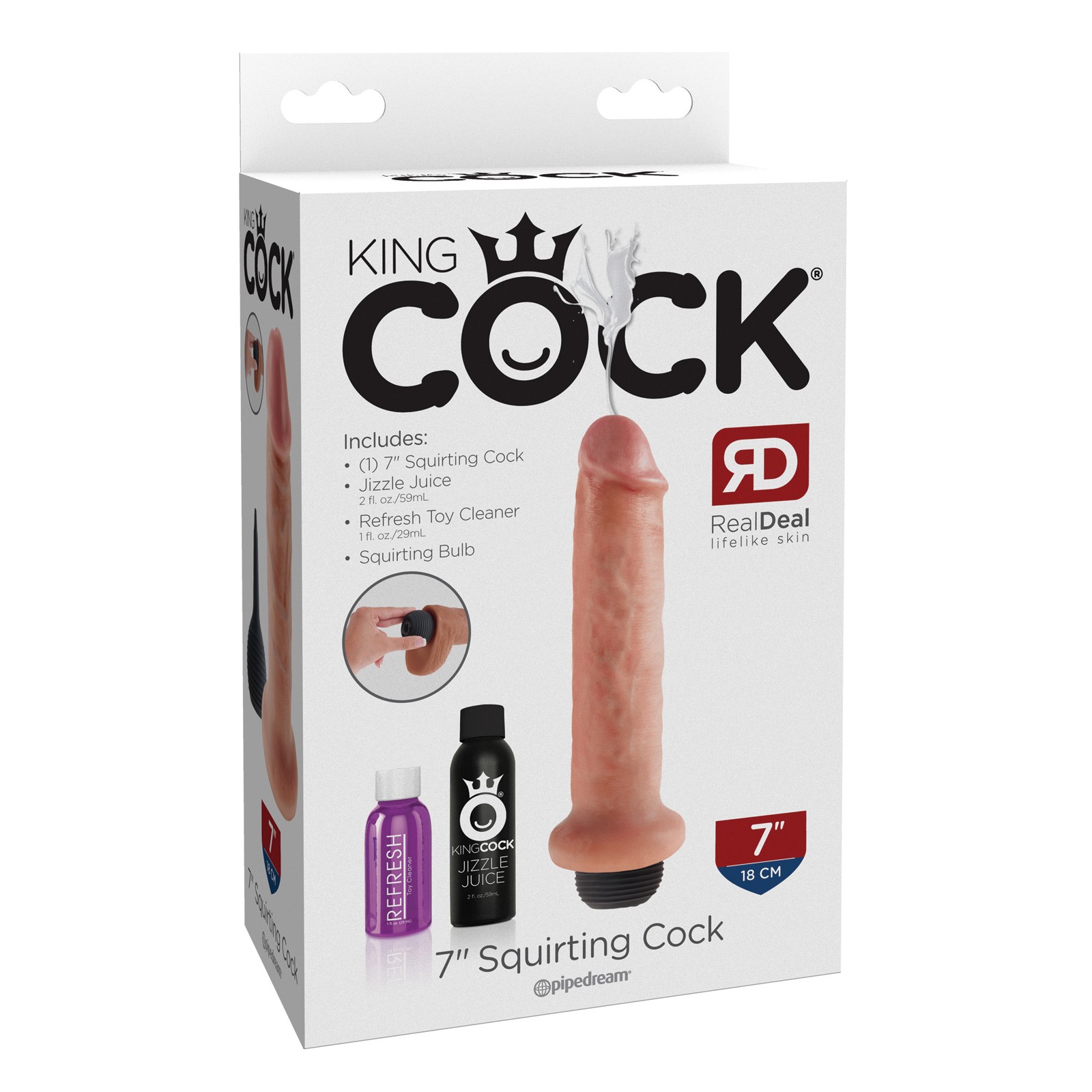 King Cock® 7" Dildo Eyectador - Fantasía Realista