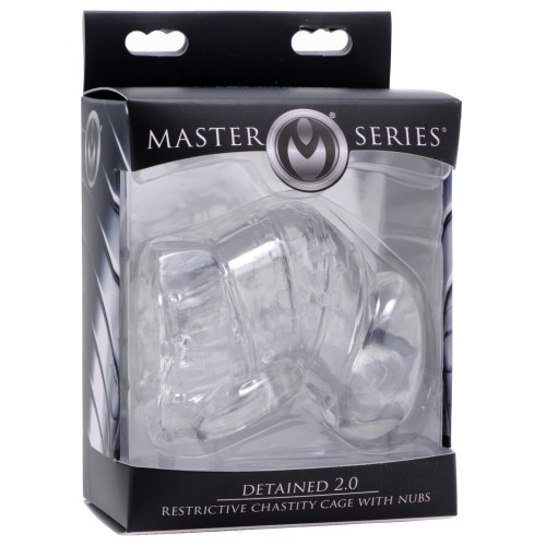 Master Series Detained 2.0 Clear Chastity Cage with Nubs