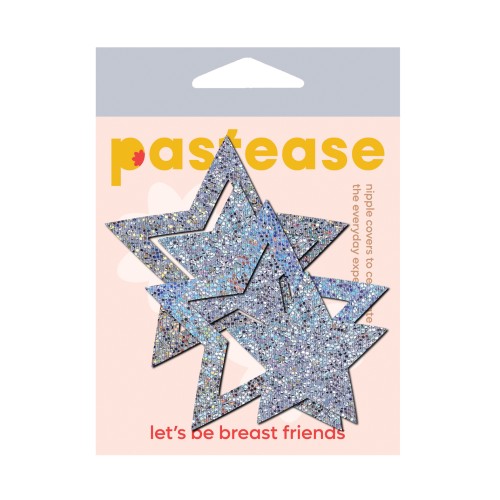 Pastease Premium Glitter Peek a Boob Stars Plata O/S