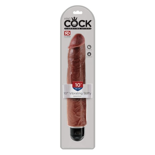 King Cock 10 Inch Vibrating Stiffy Brown for Ultimate Pleasure