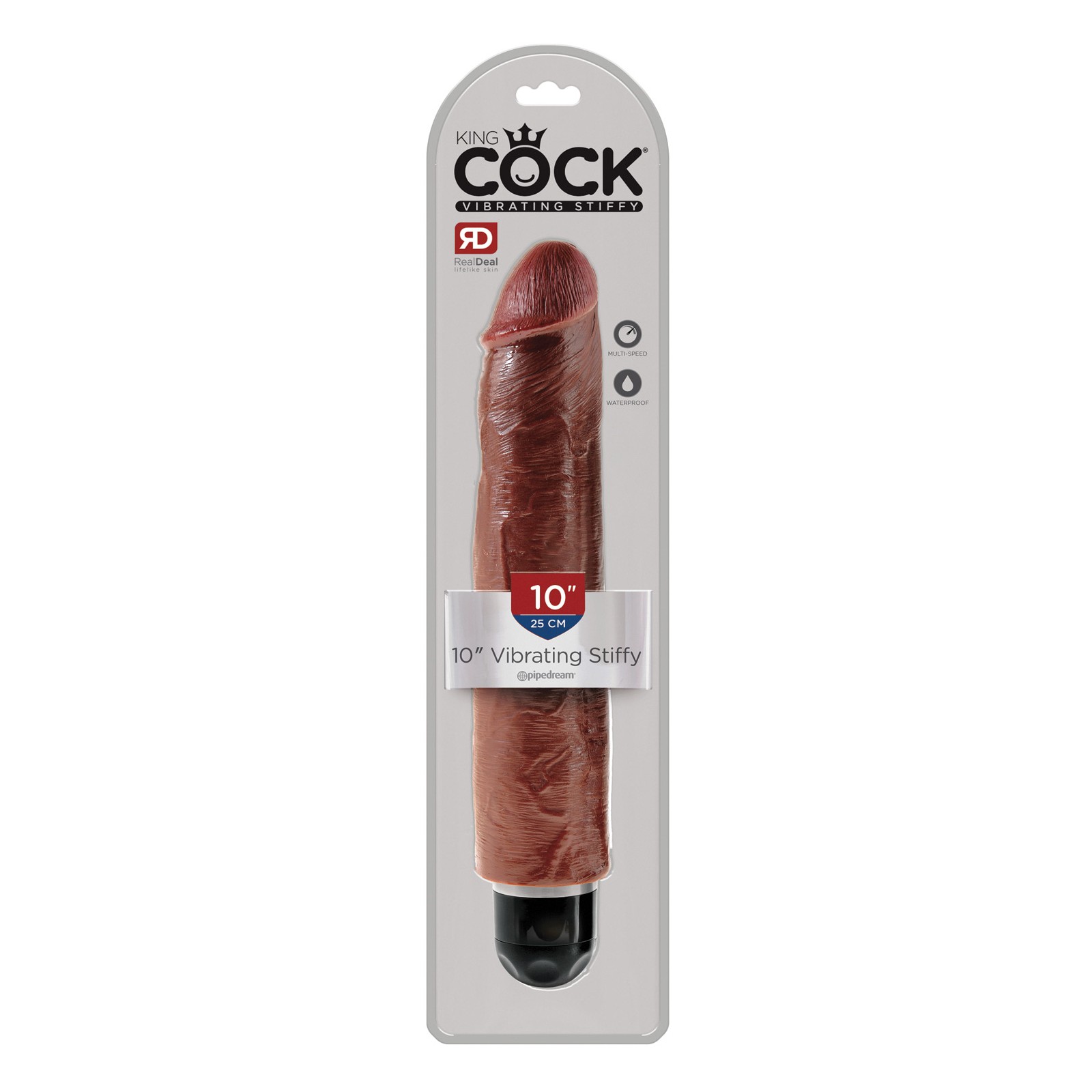 King Cock 10 Inch Vibrating Stiffy Brown for Ultimate Pleasure