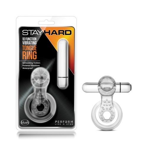 Blush Stay Hard Vibrating Tongue Ring - 10 Function Clear