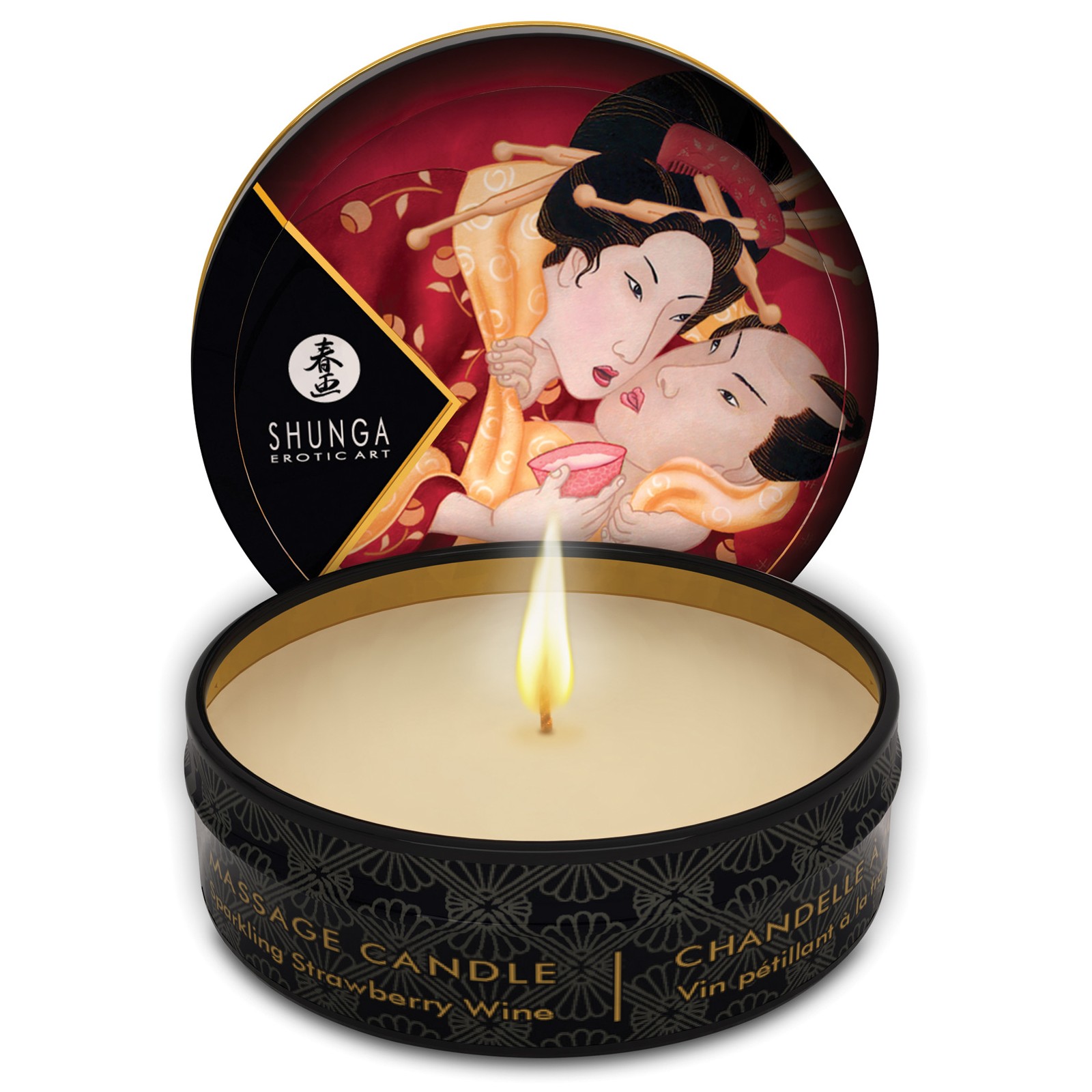 Shunga Mini Massage Candle - Sparkling Strawberry Wine