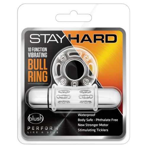 Blush Stay Hard 10 Function Vibrating Bull Ring Clear