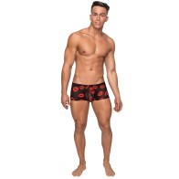 Kiss Me Stretch Mesh Mini Shorts Black Red MD