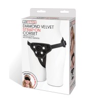 Corset Strap-On de Terciopelo con Diamante Lux Fetish - Negro