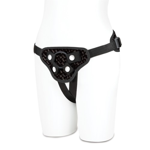 Corset Strap-On de Terciopelo con Diamante Lux Fetish - Negro