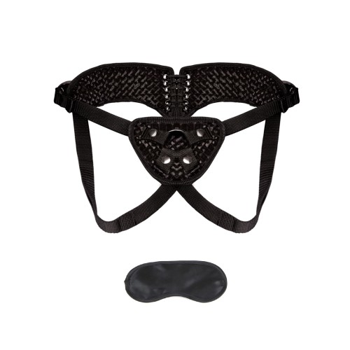 Corset Strap-On de Terciopelo con Diamante Lux Fetish - Negro