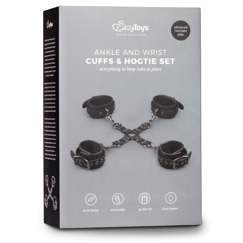 Conjunto Hogtie Negro con Esposas Easy Toys