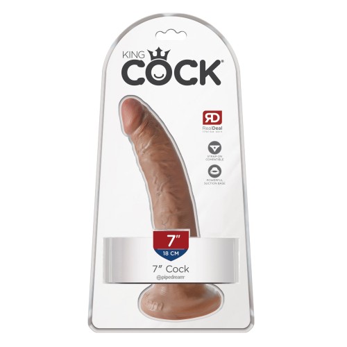 Dildo Realista King Cock de 7" - Marrón