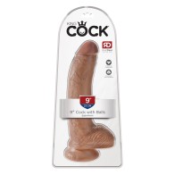 King Cock 9" Dildo with Balls - Realistic Pleasure