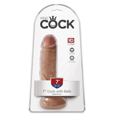 Dildo King Cock de 7 Pulgadas con Testículos Tan