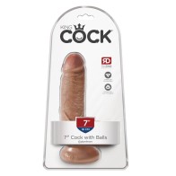 Dildo King Cock de 7 Pulgadas con Testículos Tan