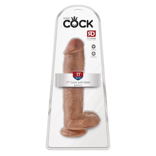 Dildo King Cock de 11" con Testículos Marrón