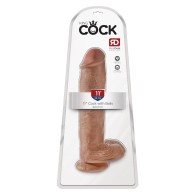 Dildo King Cock de 11" con Testículos Marrón