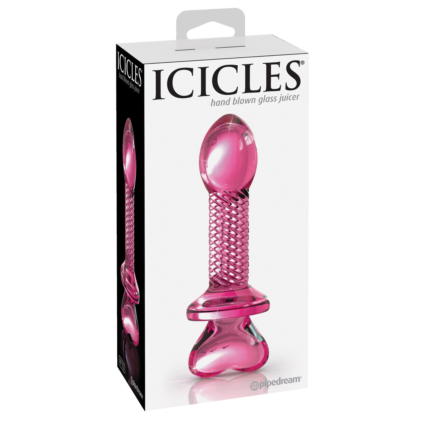 Icicles No 82 Hand Blown Glass Butt Plug Ribbed Pink