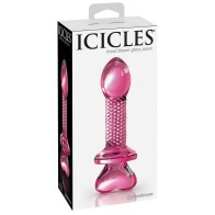 Icicles No 82 Hand Blown Glass Butt Plug Ribbed Pink