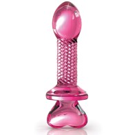 Icicles No 82 Hand Blown Glass Butt Plug Ribbed Pink