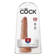 King Cock 6" Cock with Balls - Tan