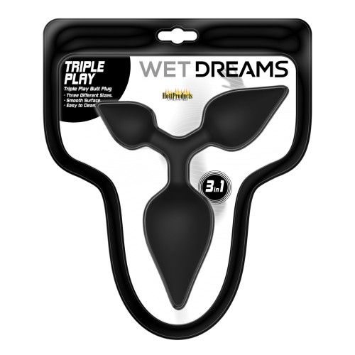 Wet Dreams Triple Play Anal Plug - Black