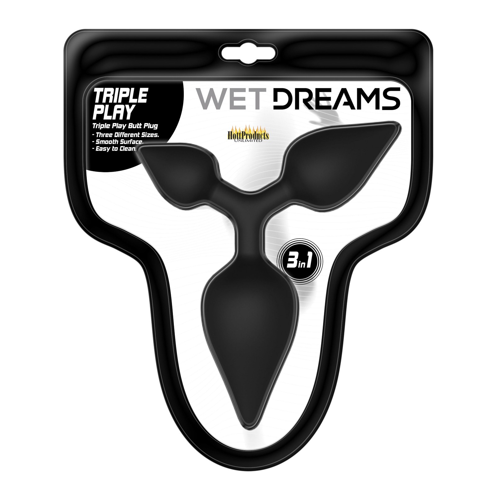 Wet Dreams Triple Play Anal Plug - Black