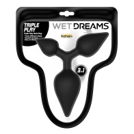 Wet Dreams Triple Play Anal Plug - Black