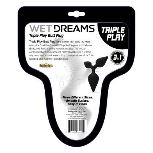 Wet Dreams Triple Play Anal Plug - Black