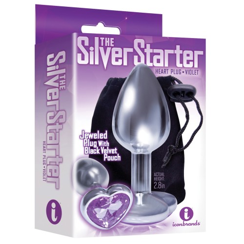 Silver Heart Bejeweled Plug Violet