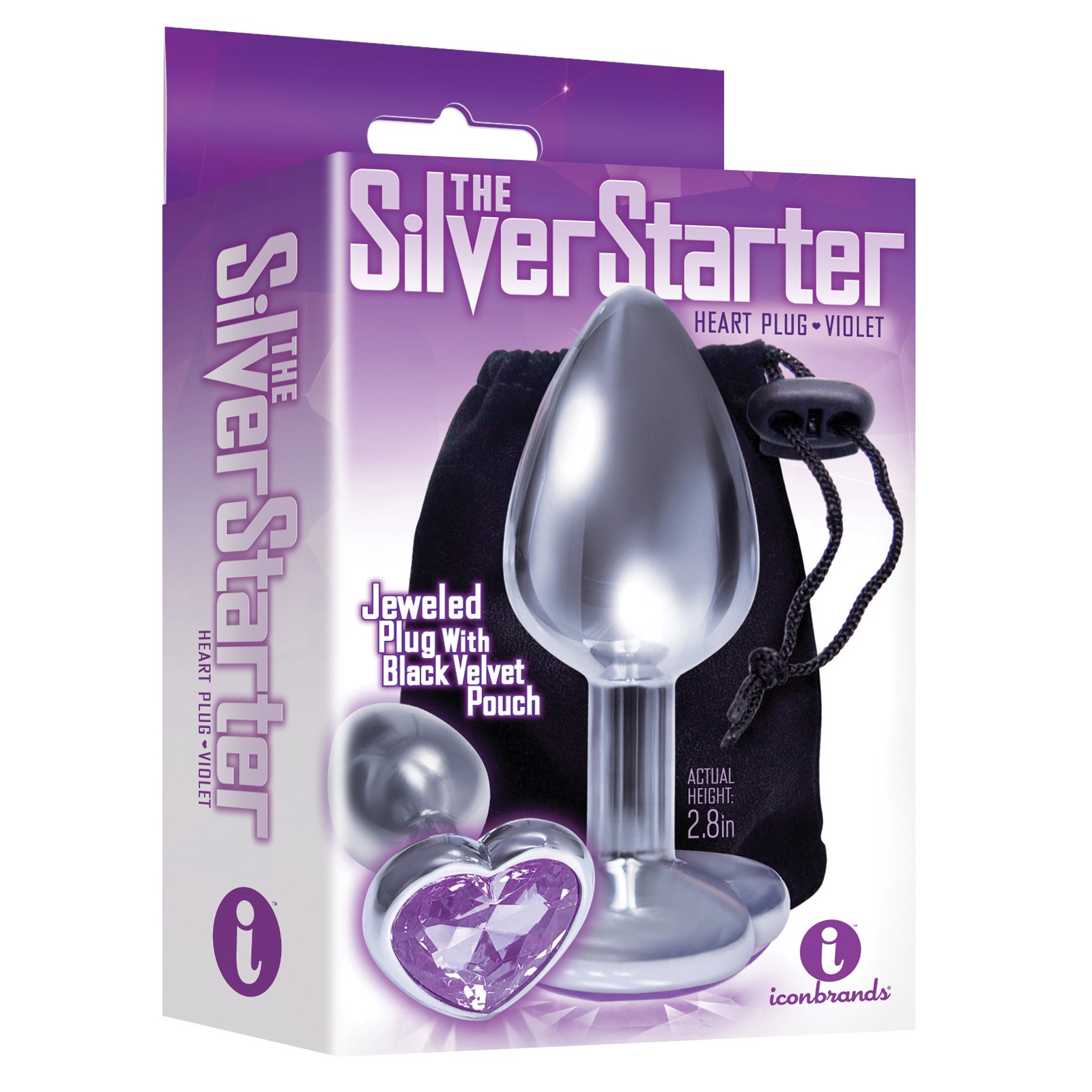 Silver Heart Bejeweled Plug Violet