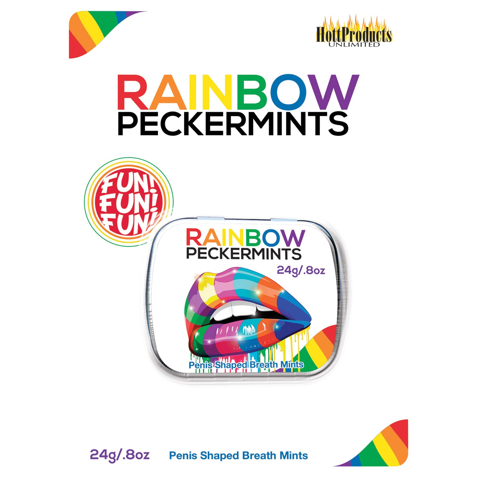 Rainbow Pecker Shape Candies in Tin