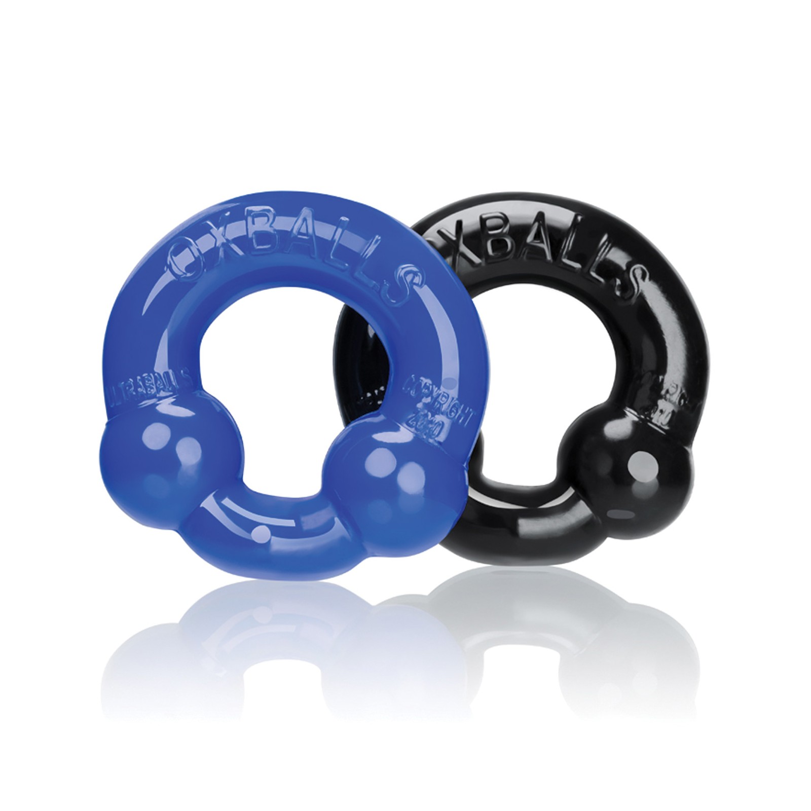 Anillos para el Pene Oxballs Ultraballs Negro/Azul Policía Pack de 2 - Mejora del Placer