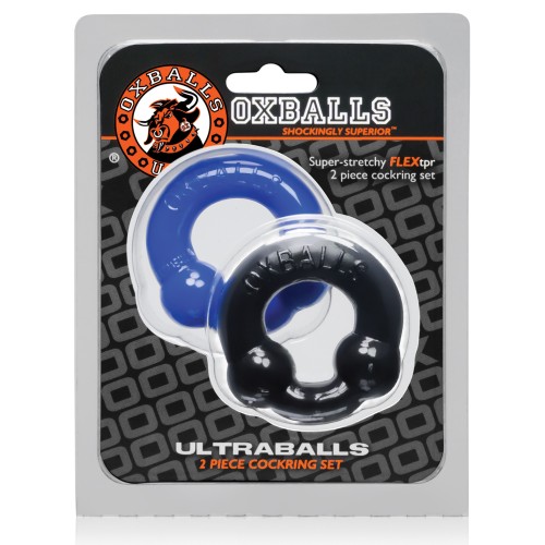 Anillos para el Pene Oxballs Ultraballs Negro/Azul Policía Pack de 2 - Mejora del Placer