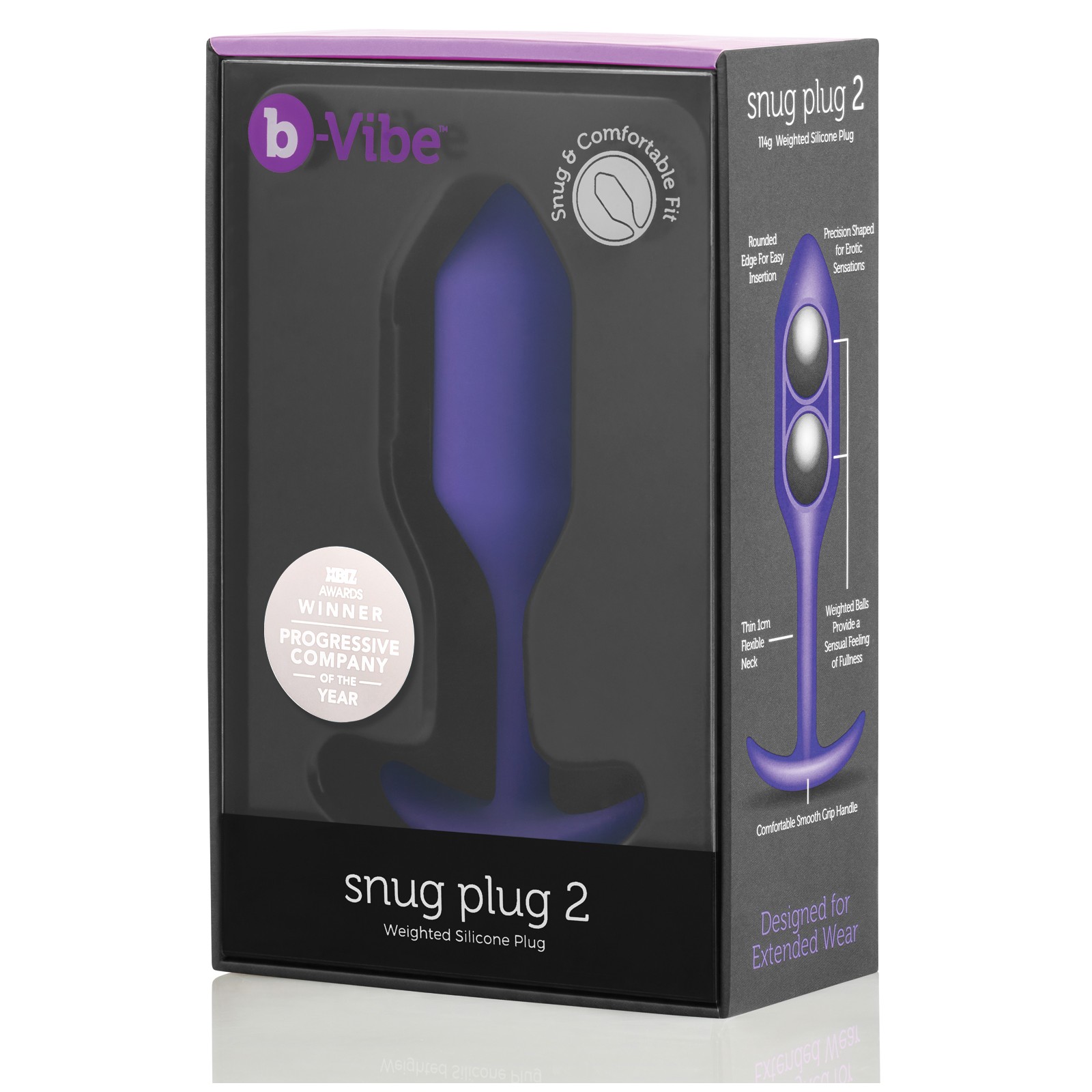 b-Vibe Snug Plug 2 con Peso 114 g - Púrpura