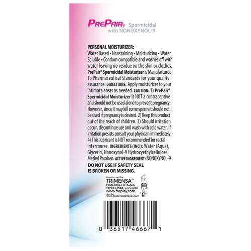 PrePair Spermicidal Lubricant for Enhanced Protection