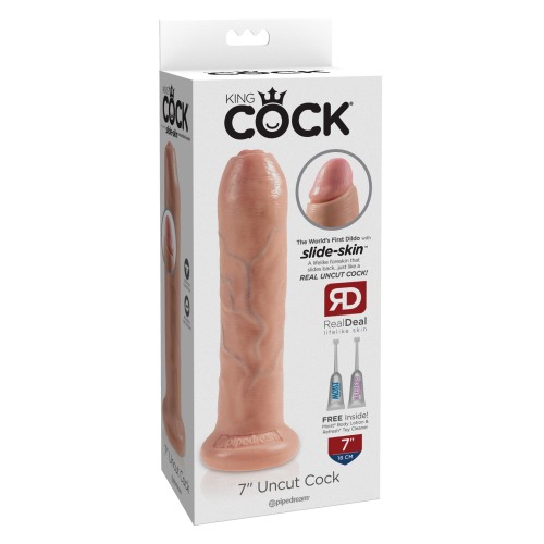 Dildo Sin Circuncidar King Cock de 7 Pulgadas con Piel