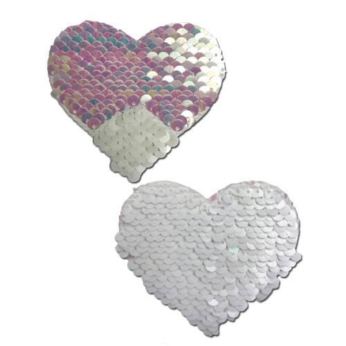 Pastease Premium Color Changing Flip Sequins Heart Pearl White One Size