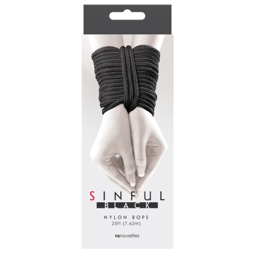 Sinful 25 Feet Nylon Rope Black