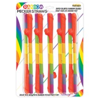 Rainbow Pecker Straws Pack of 10