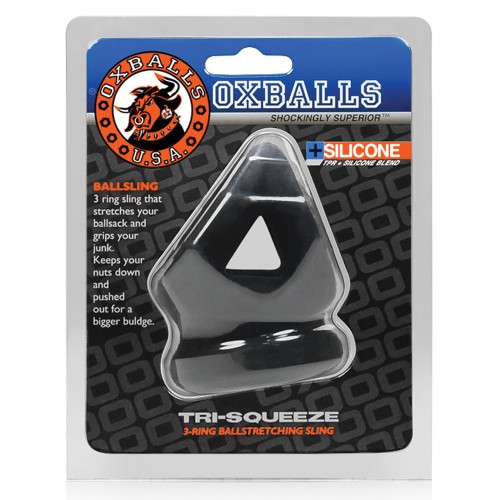 Cocksling y Estirador de Testículos Oxballs TRI-SQUEEZE - Black Ice