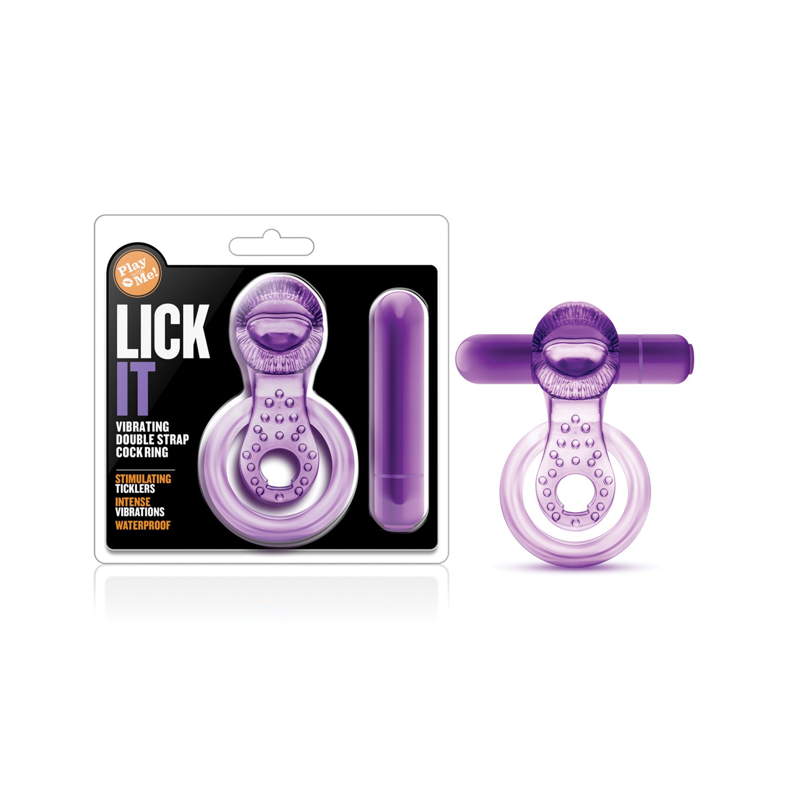 Blush Play with Me Lick it Vibrating Double Strap Cockring - Purple