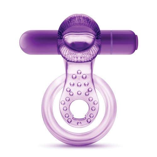 Blush Play with Me Lick it Vibrating Double Strap Cockring - Purple